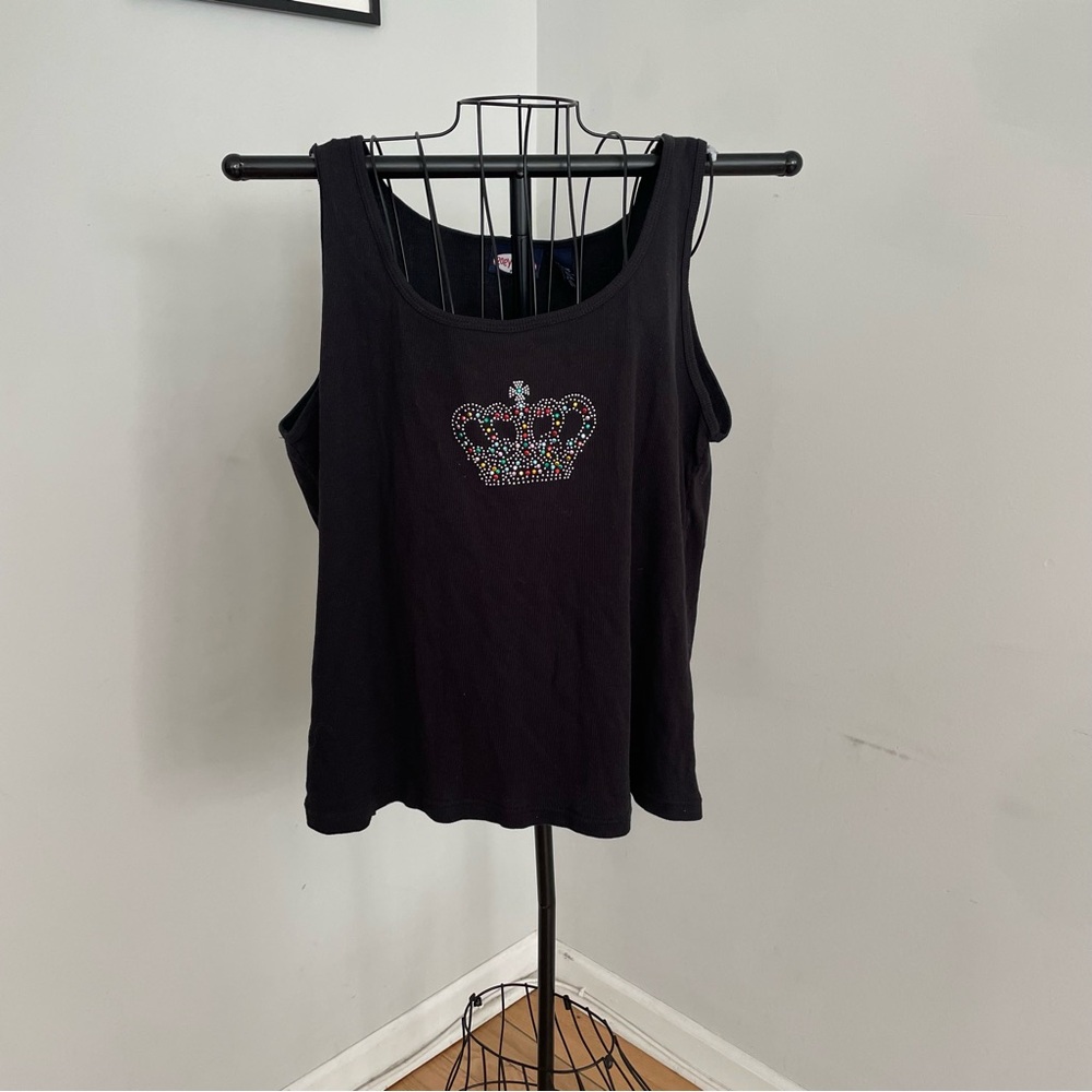 Elegant Black Embellished Women's Tank Top